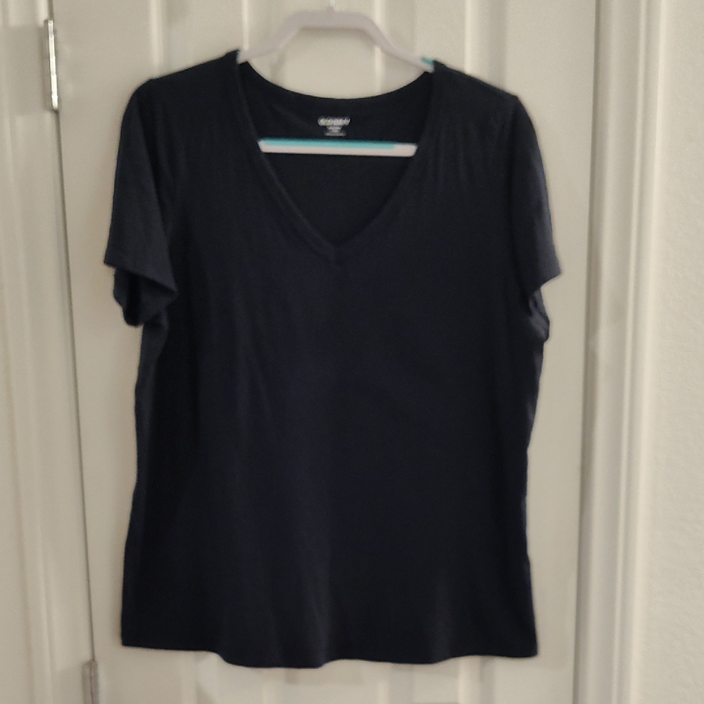 Women's Old Navy V-Neck Top Navy Blue Size Large Tall
